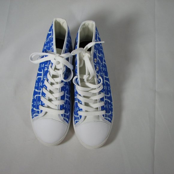 Math Pi 3.14 Sneakers Blue White 7/37 Canvas Teacher Gift Nerd Geek Shoes - Picture 4 of 7